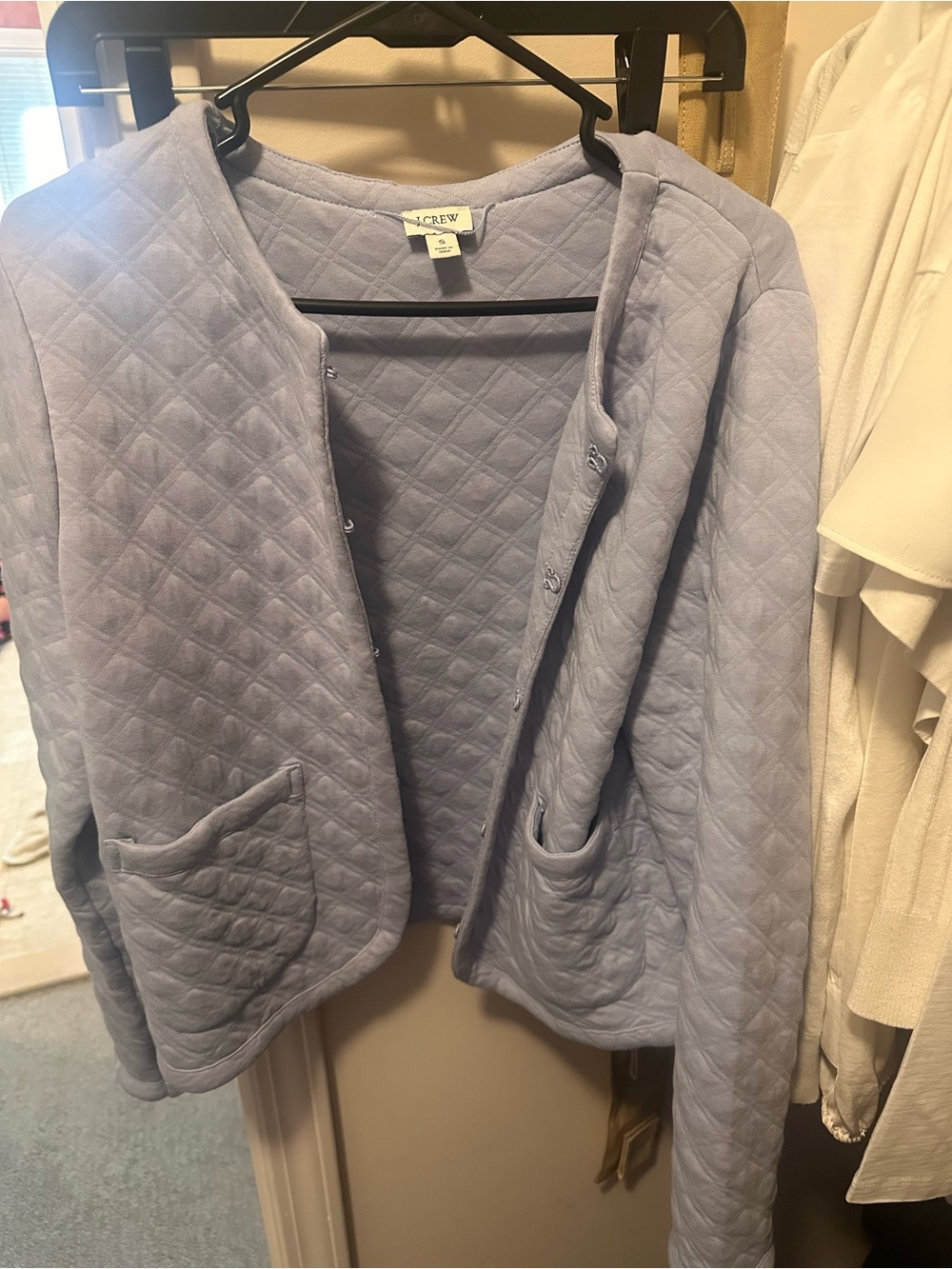 J. Crew Light Blue Quilted Teddy Jacket